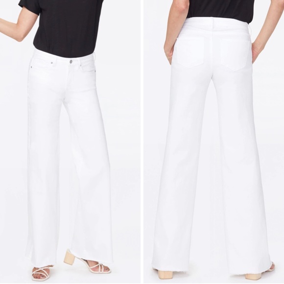 NWT NYDJ Teresa Trouser High rise Jeans with Double-Button Waistband Optic White